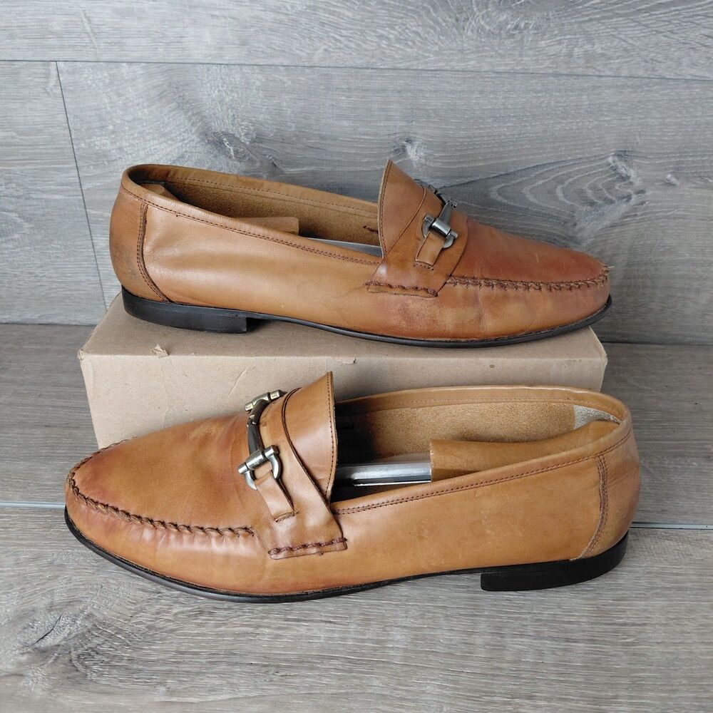Giorgio Brutini Le Glove Shoes Mens 13 Brown Leather Horse Bit Slip On Loafers